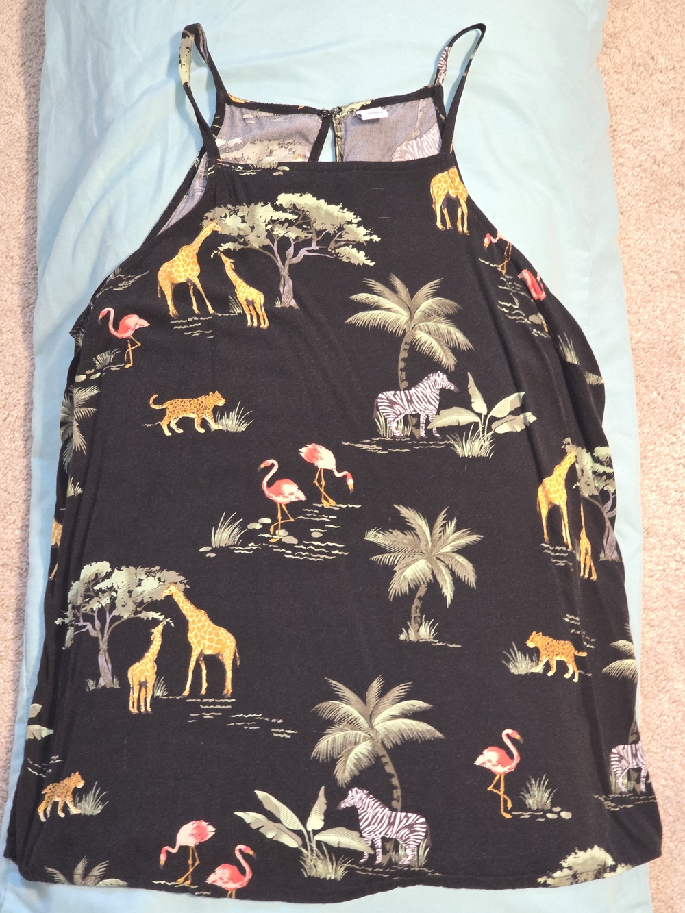 Old Navy Black Tropical Animal Print Cami with Spaghetti Straps - Picture 2 of 4